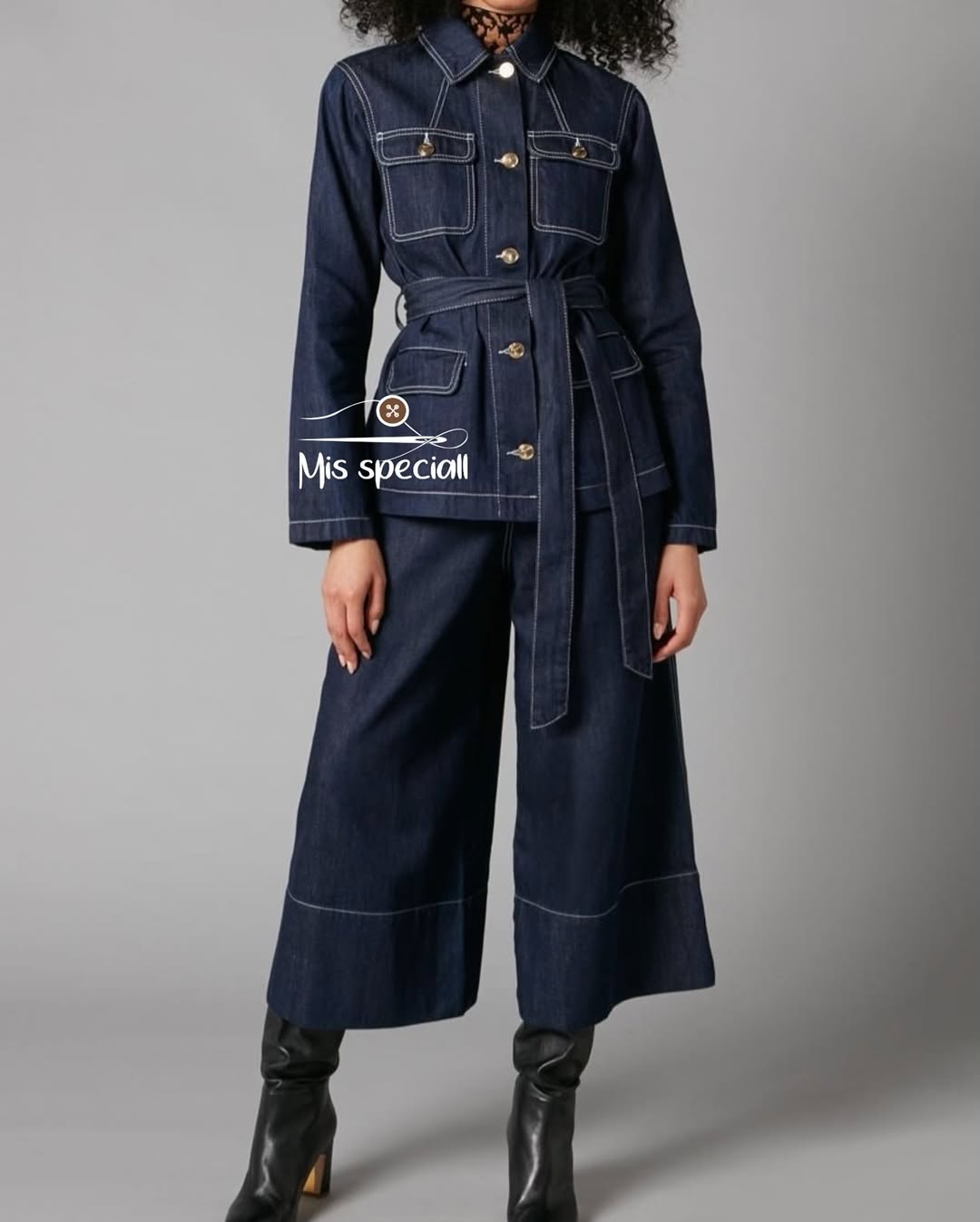 کت‌وشلوار جین تیره زنانه