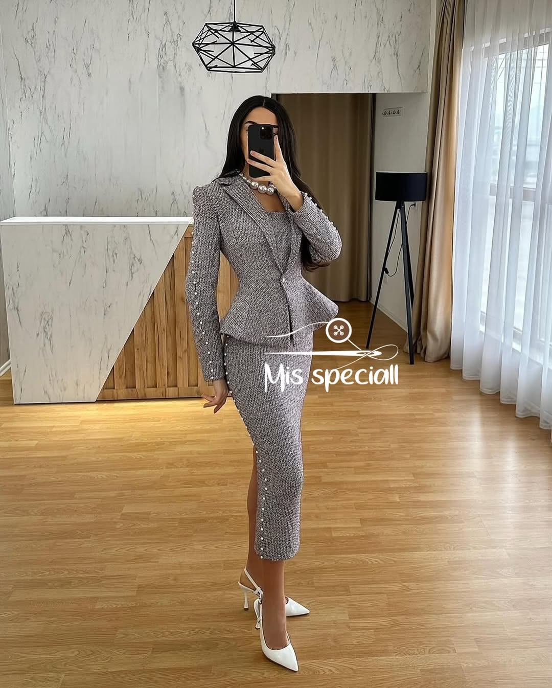 کت و دامن میس اسپشل با مروارید دوزی